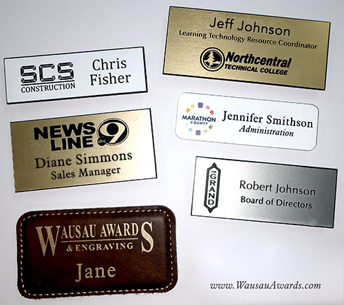 Metal Name Tags. Brushed Gold, Silver or White